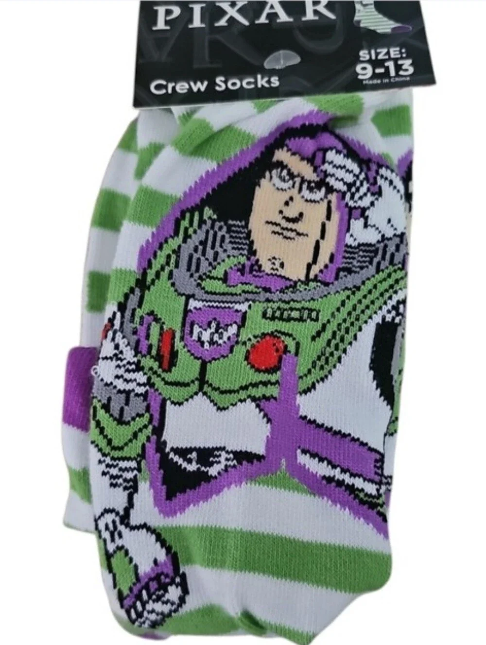 Disney Pixar Toy Story Crew Socks 2 Pair Buzz Alien Pizza Planet 9-13 NWT